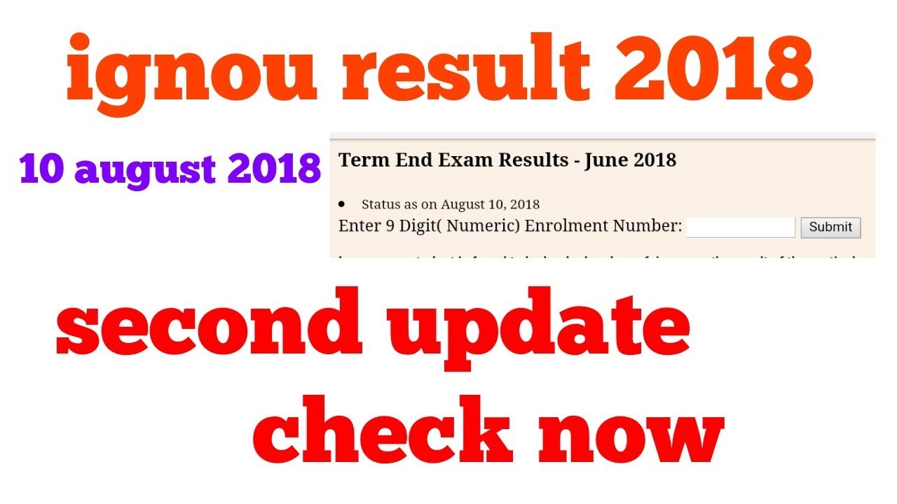 IGNOU RESULT 2018 second update || ignou result 2018 new update check now