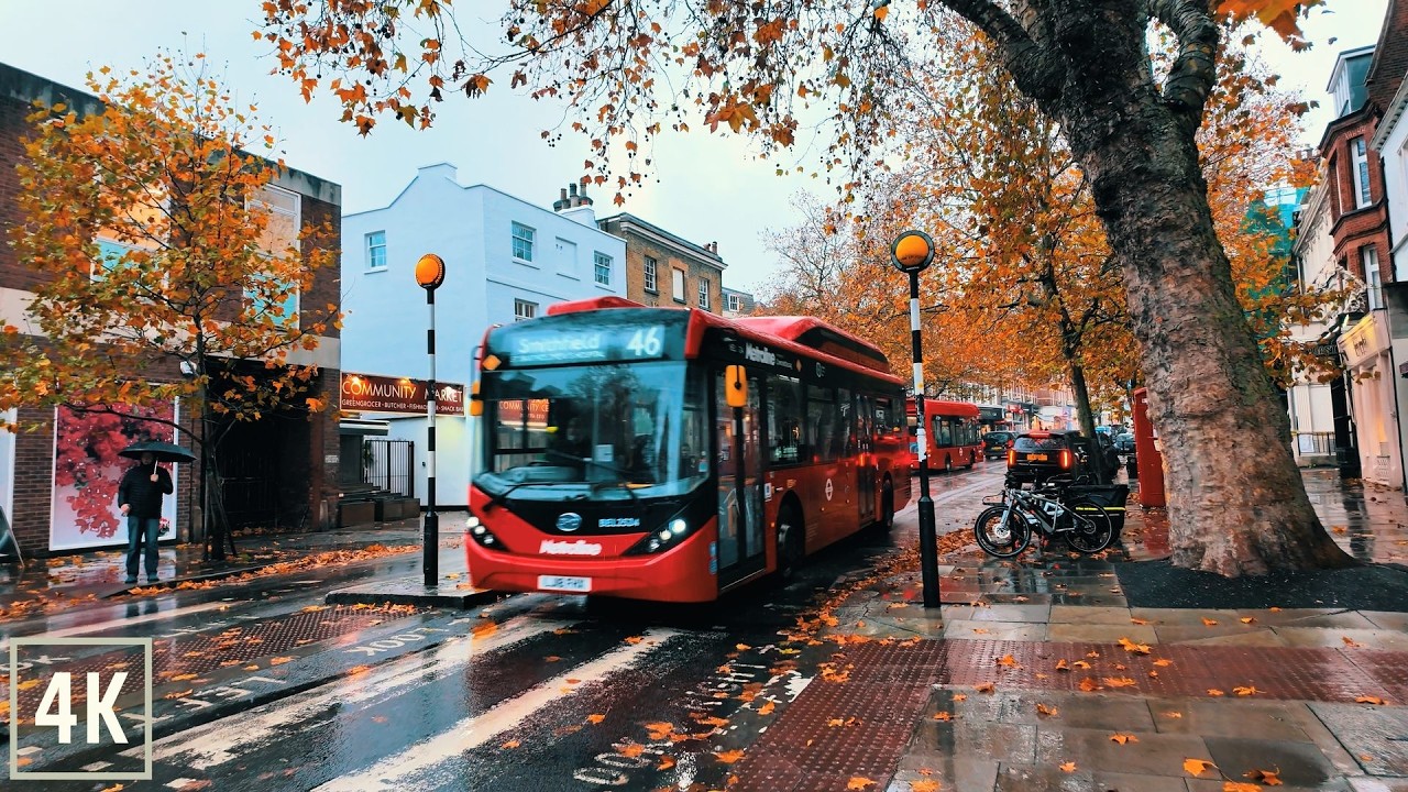 ☔️ London Autumn Walk in the Rain through Hampstead Village🍁 4K