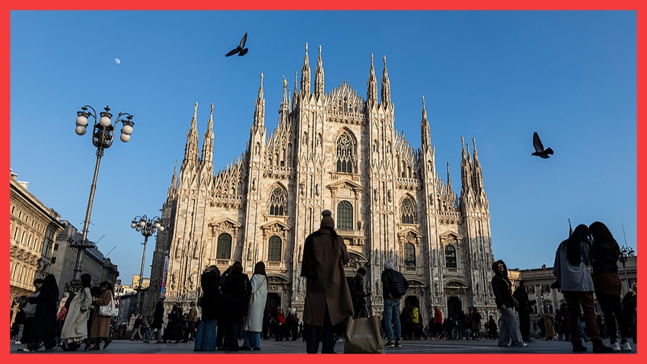 Live Footage: Duomo Cathedral Square Milan Ahead of Milano Cortina 2026 | AD1Z