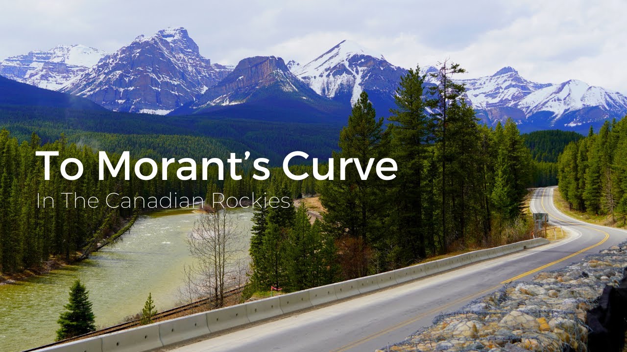 Train Passing Through Landscape [4K] GoPro Scenic Drive Morant's Curve, Lake Louise Alberta Canada