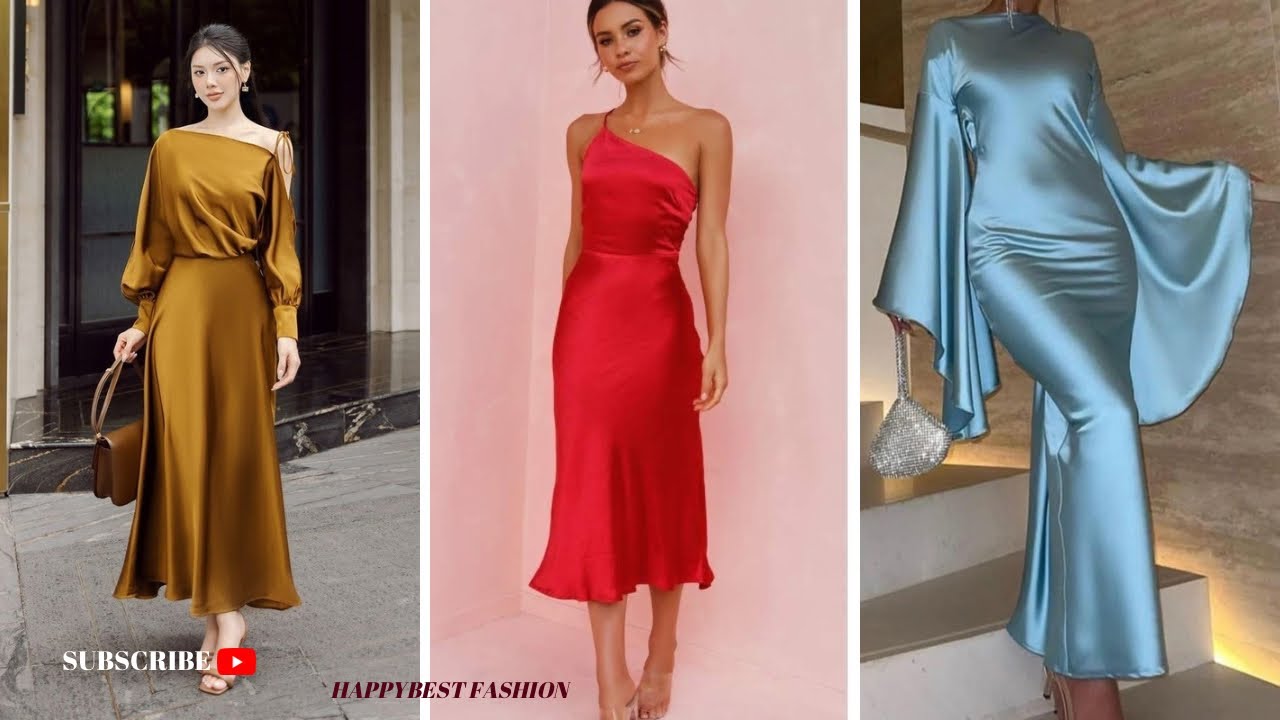 SATIN FABRIC DRESS DESIGNS #satindress #satin