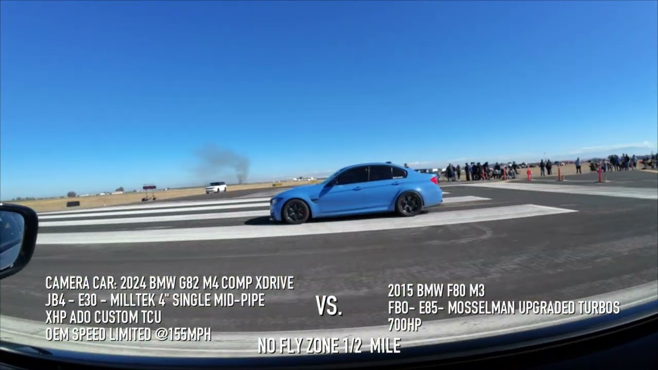 G82 M4 JB4 - E30_ Milltek 4" Midpipe - XHP Ado Custom VS. F80 M3 FBO Upgraded Mosselman Turbos