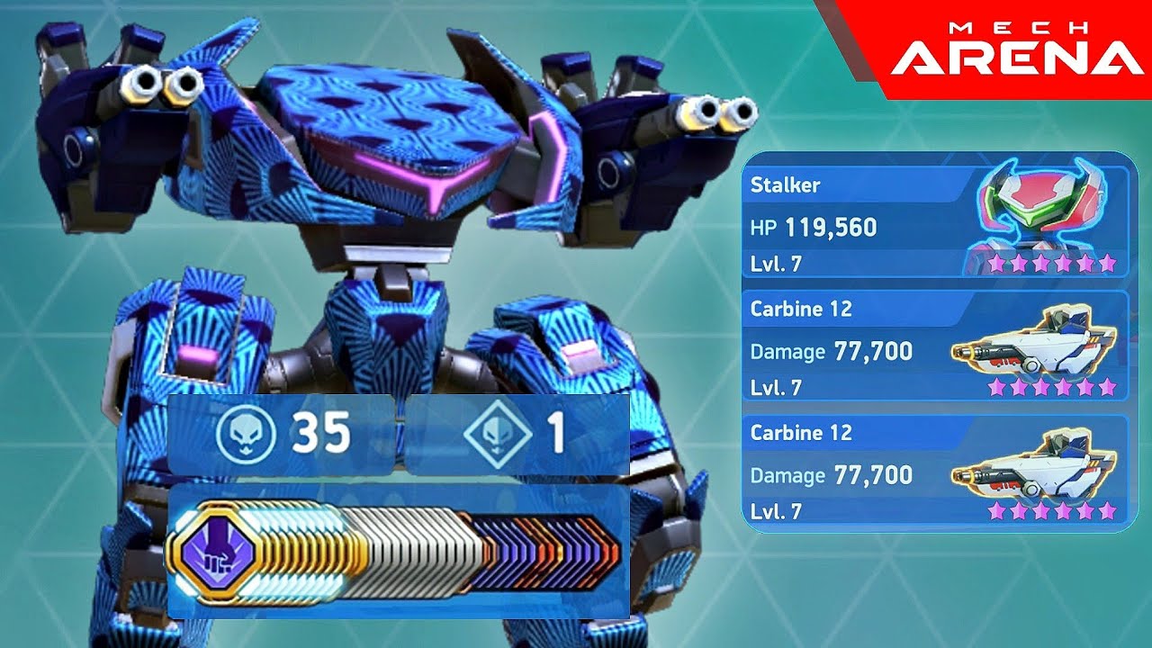 Stalker & Carbine 12 - Double Monster Kill - 35 Kills - Mech Arena: Robot Showdown