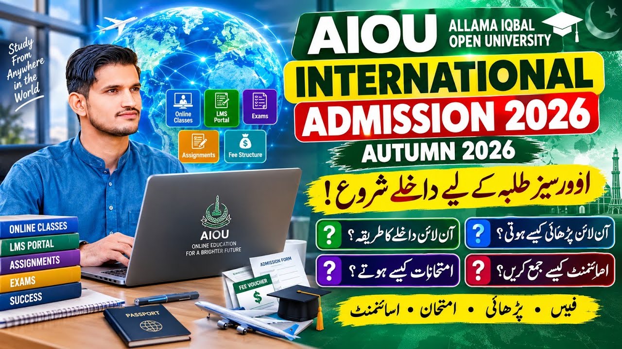 AIOU International Students Admission Open Autumn 2026 | Fee, Online Study, Exams & Assignments
