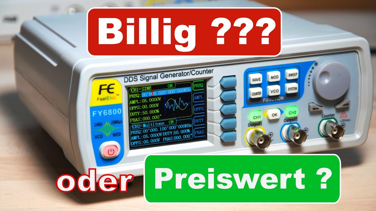 Billig oder Preiswert? FY6800 60 MHz Funktionsgenerator: Test + Oszilloskop + Aufschrauben
