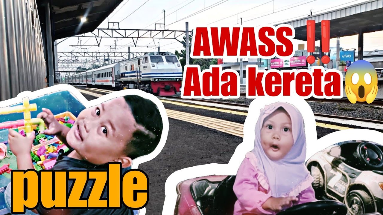 Main sambil lihat kereta😍 Yasmin nangis naik odong-odong #vlog #keretaapi #AfrazYasmin