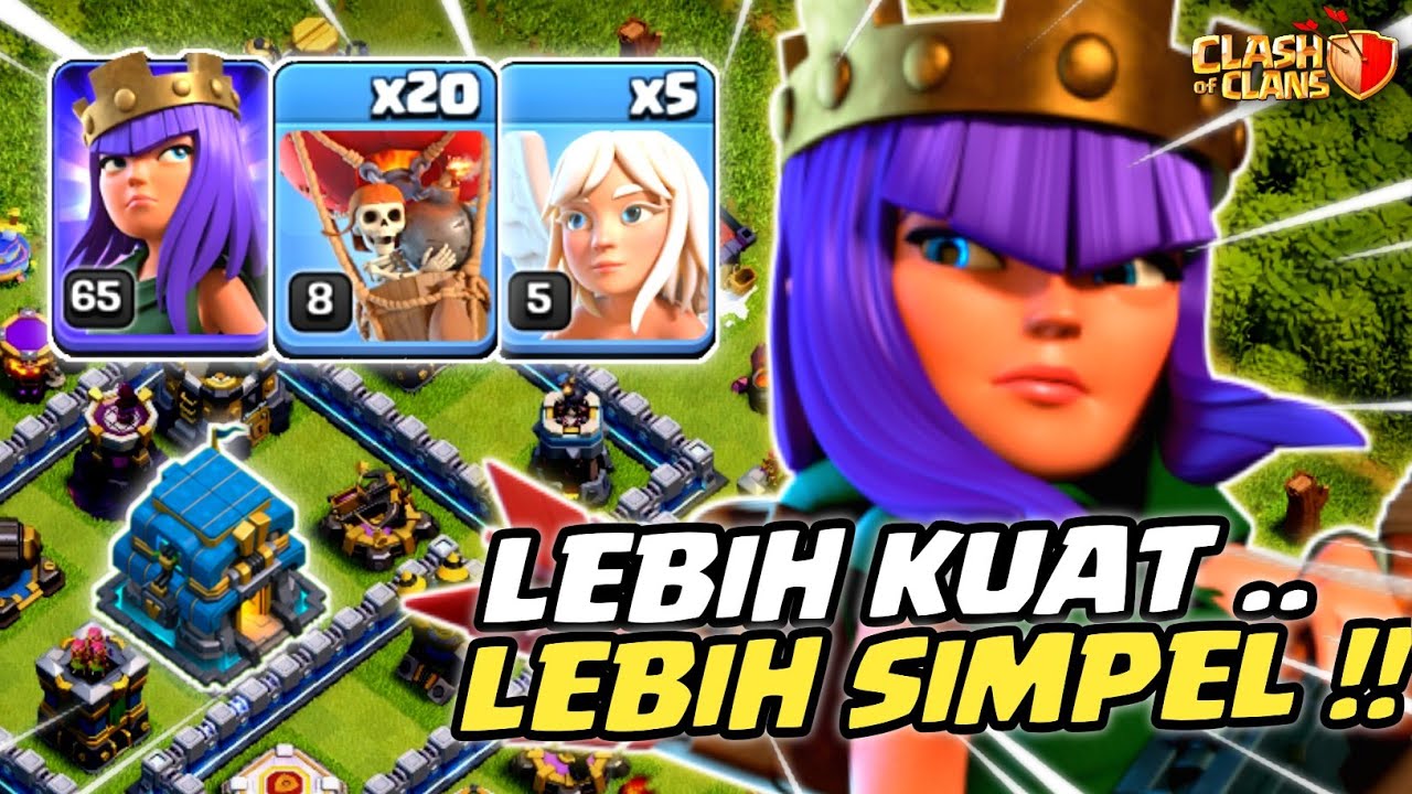 LEBIH SIMPEL & KUAT !! Combo Queen Charge + Lavaloon STRATEGI TH 12 - Clash Of Clans