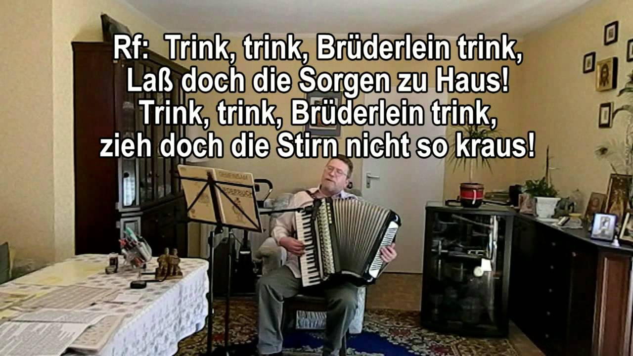 TRINK, TRINK, BRÜDERLEIN TRINK ohne Vokal mit Text zum Mitsingen