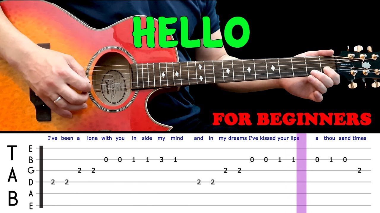 HELLO | Easy guitar melody lesson for beginners (with tabs) - Lionel Richie