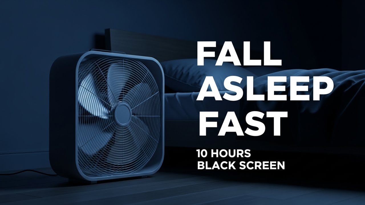 10 Hours Fan Sound White Noise for Sleeping | Dark Screen | Midnight Bedtime Ambience