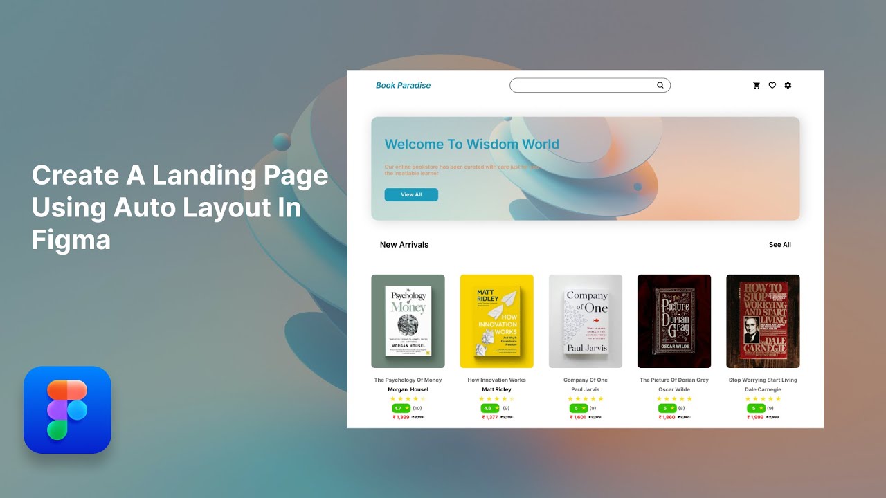 Online Bookstore Landing Page Using Figma - (Auto layout) - Tutorial