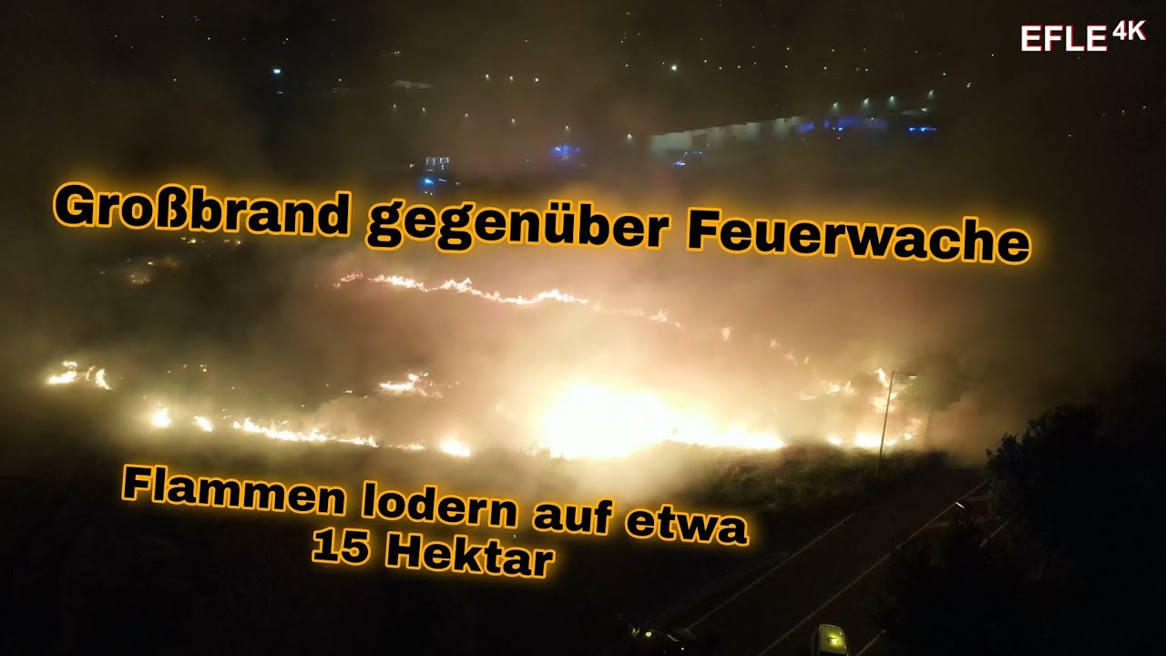 N&auml;chtlicher Feldbrand in Leipzig / Flammenfront gef&auml;hrdet gro&szlig;e Firma [18.-19.07.2021]