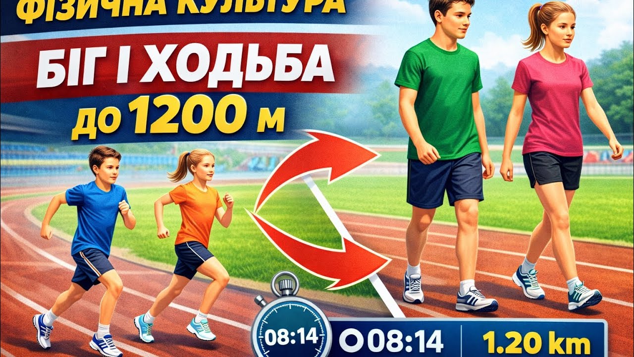 Біг у чергуванні з ходьбою до 1200 м | Дистанційне навчання | НУШ | Фізична культура 