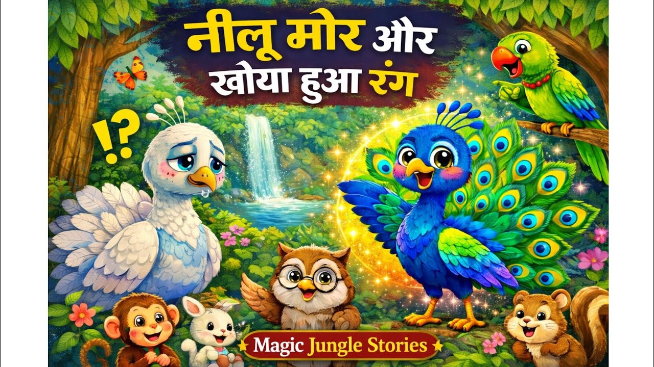 नीलू मोर और खोया हुआ रंग 🦚✨ | Hindi Moral Story for Kids | Magic Jungle Stories