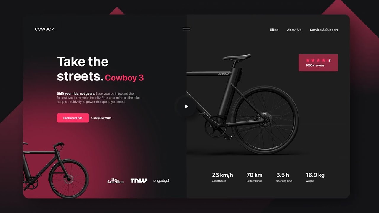 Designing an e Bike Landing Page UI Design in Figma ( Web Design )