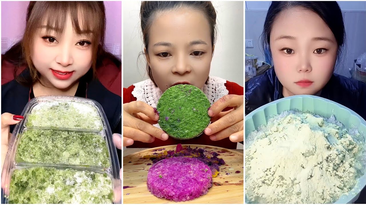 ASMR ICE EATING with MATCHA