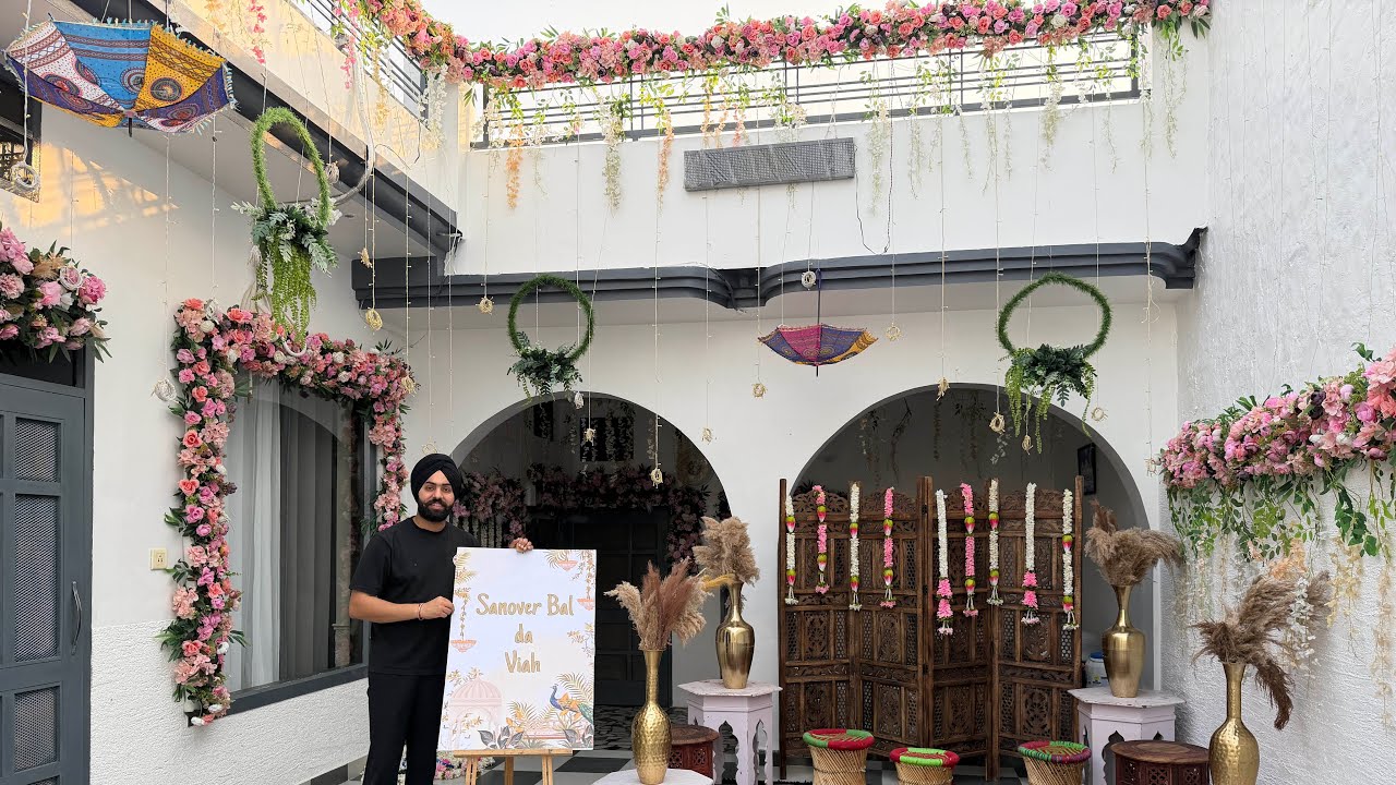 ਵਿਆਹ ਦਾ ਪਹਿਲਾ ਦਿਨ 🥳(Home  tour Decoration Complete) 😀#sanoverbal #sanoverdaviah 