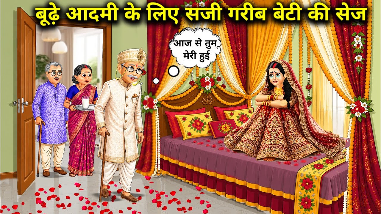 बूढ़े आदमी के लिए सजी गरीब बेटी की सेज||Hindi Cartoon Stories||A poor girl's bridal bed prepared for
