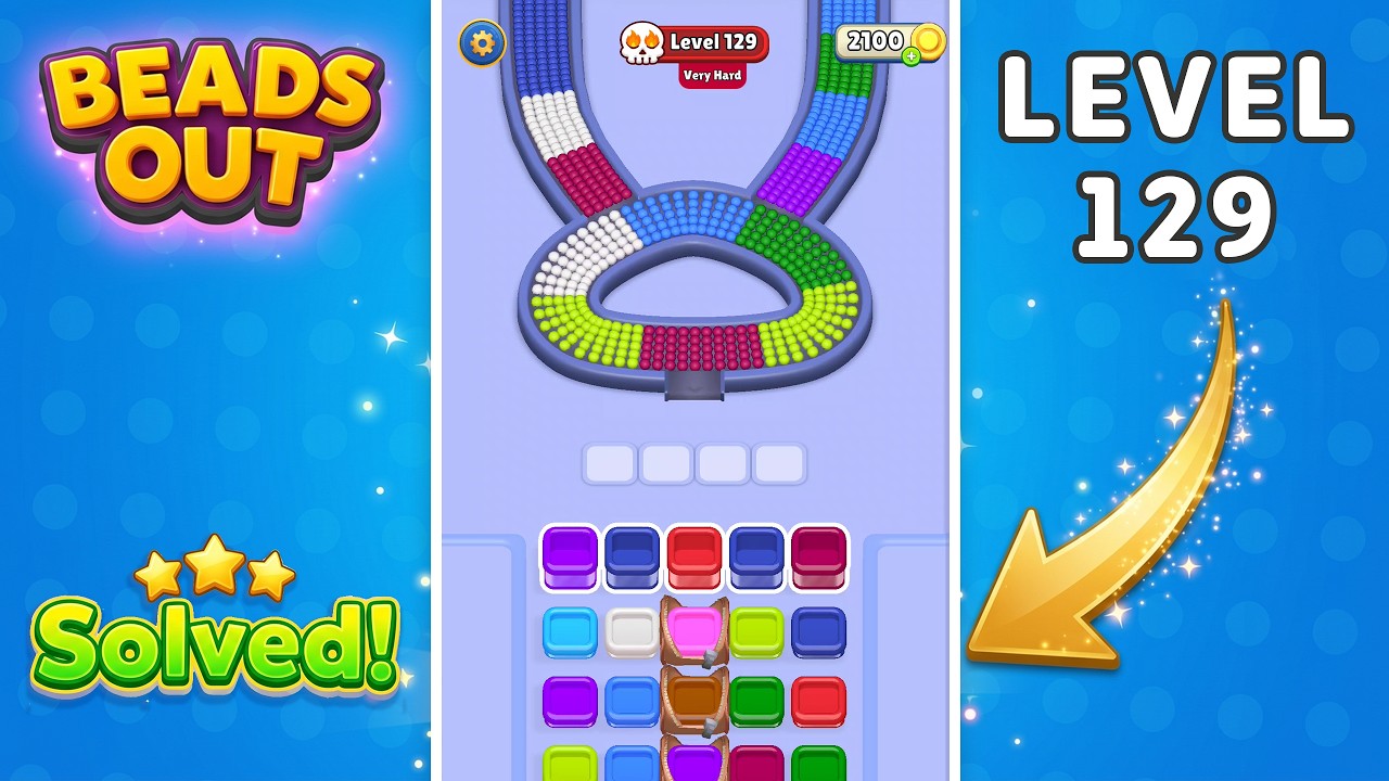 🔴 Beads Out - Very Hard Level 129 Walkthrough (New Update!) 🧩