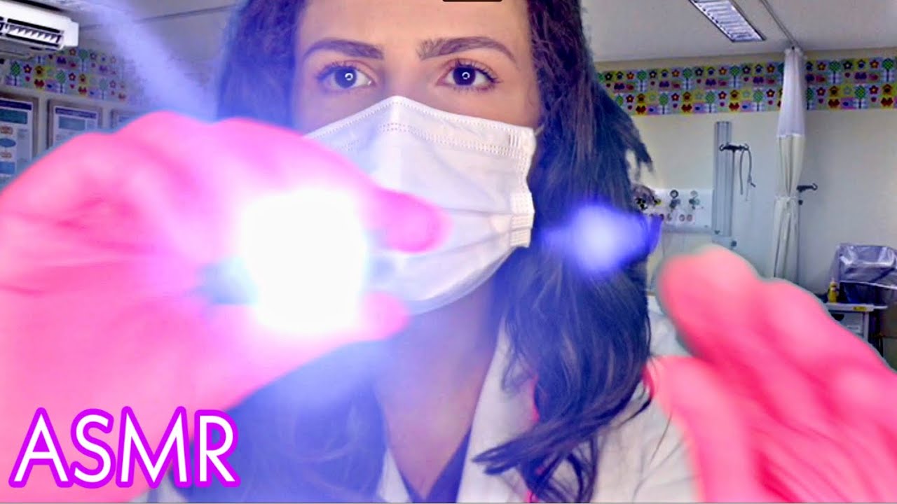 ASMR | PACIENTE PSIQUIÁTRICO NA SALA DE EMERGÊNCIA🆘(siga a luz,teste de visão,sons de boca,escrita)