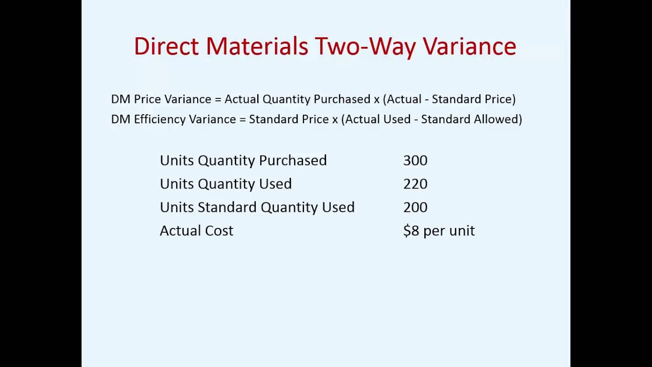 Variance Analysis - Two-Way