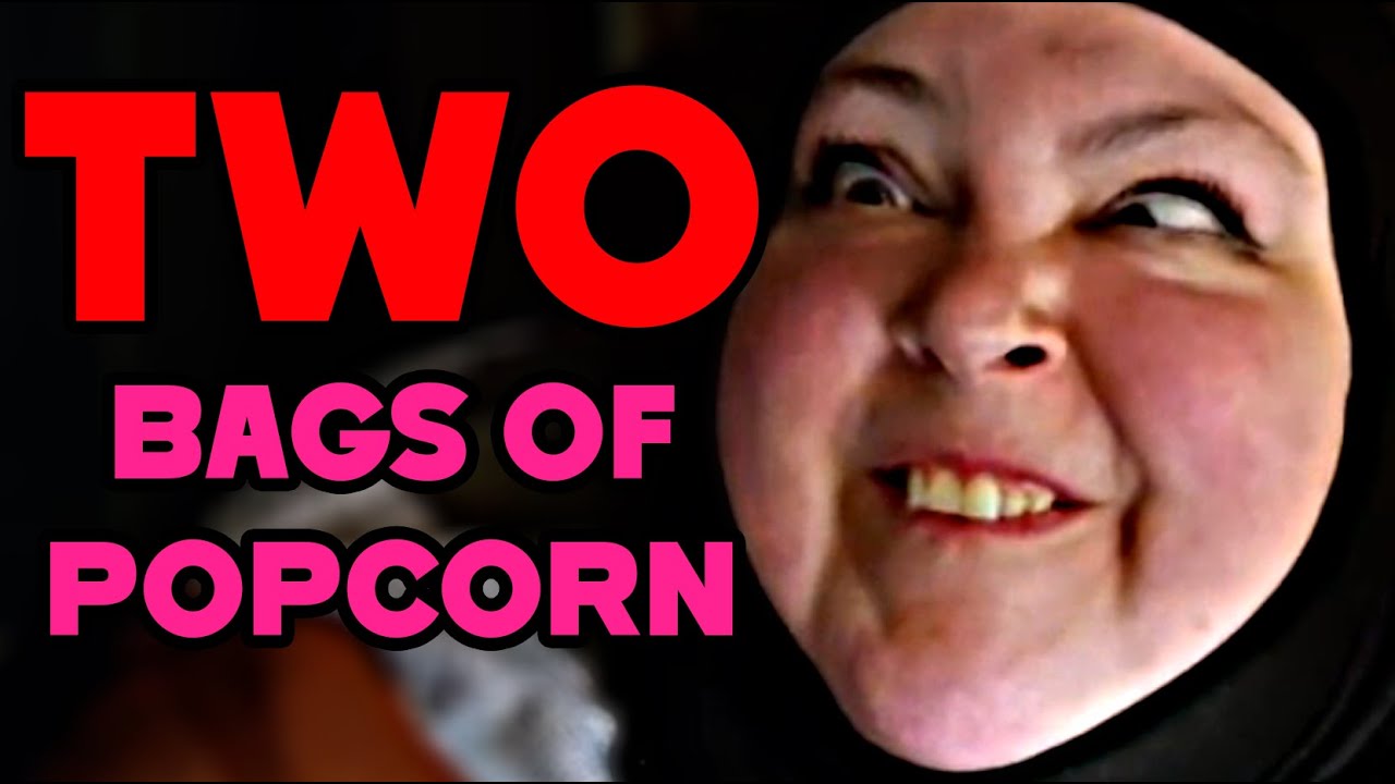 foodie beauty scarfs down TWO BAGS OF POPCORN - livestream reaction