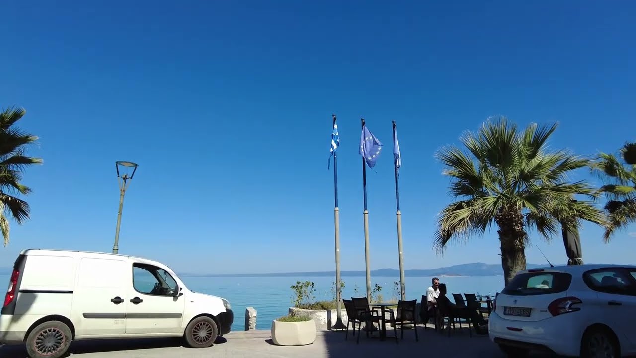Walking on Pefkochori Beach Halkidiki During Autumn | Greece Day Walking Tour 4K 60FPS