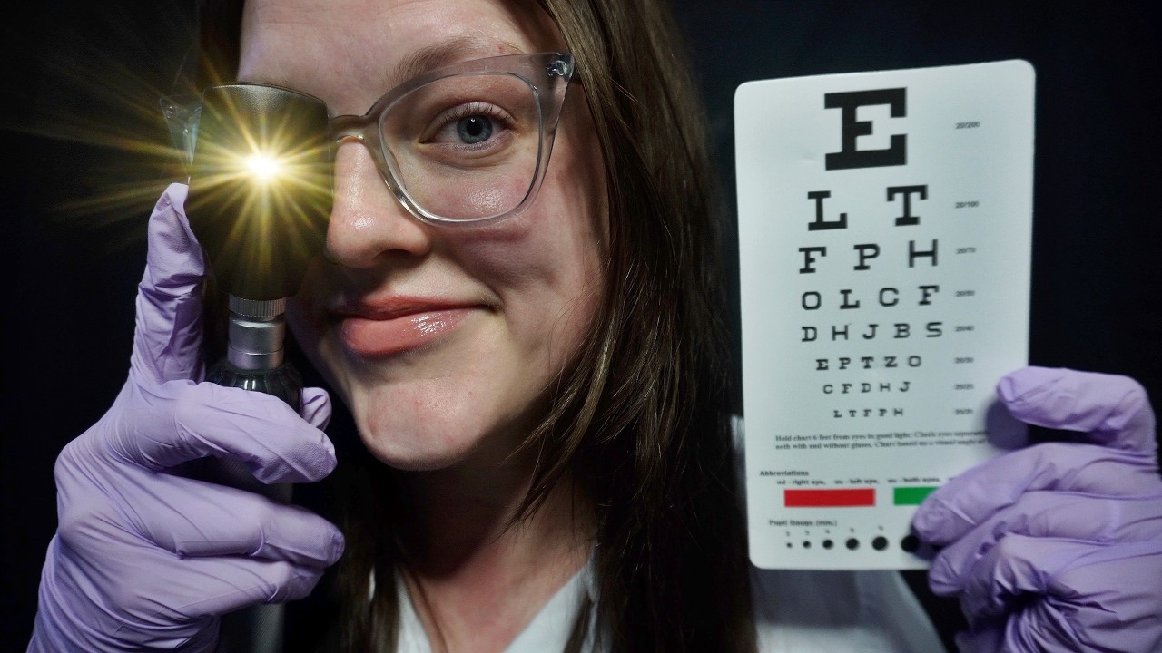 ASMR Sleep Inducing Eye Exam - bright light triggers, relaxing medical role play