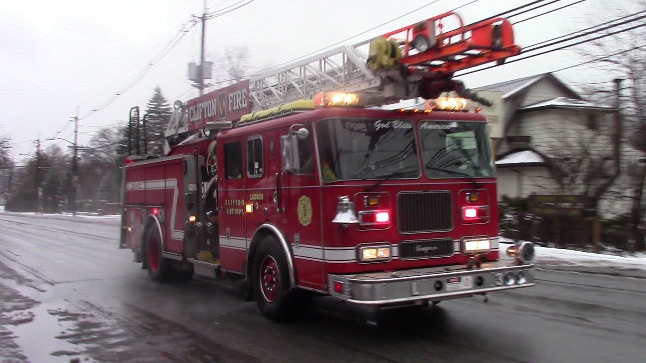 Clifton Fire Department Ladder 3 And Engine 5 Responding 2-16-16
