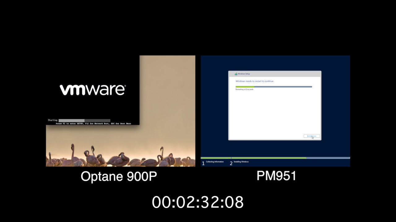 Intel Optane 900P Windows Install Speed Test with VMware