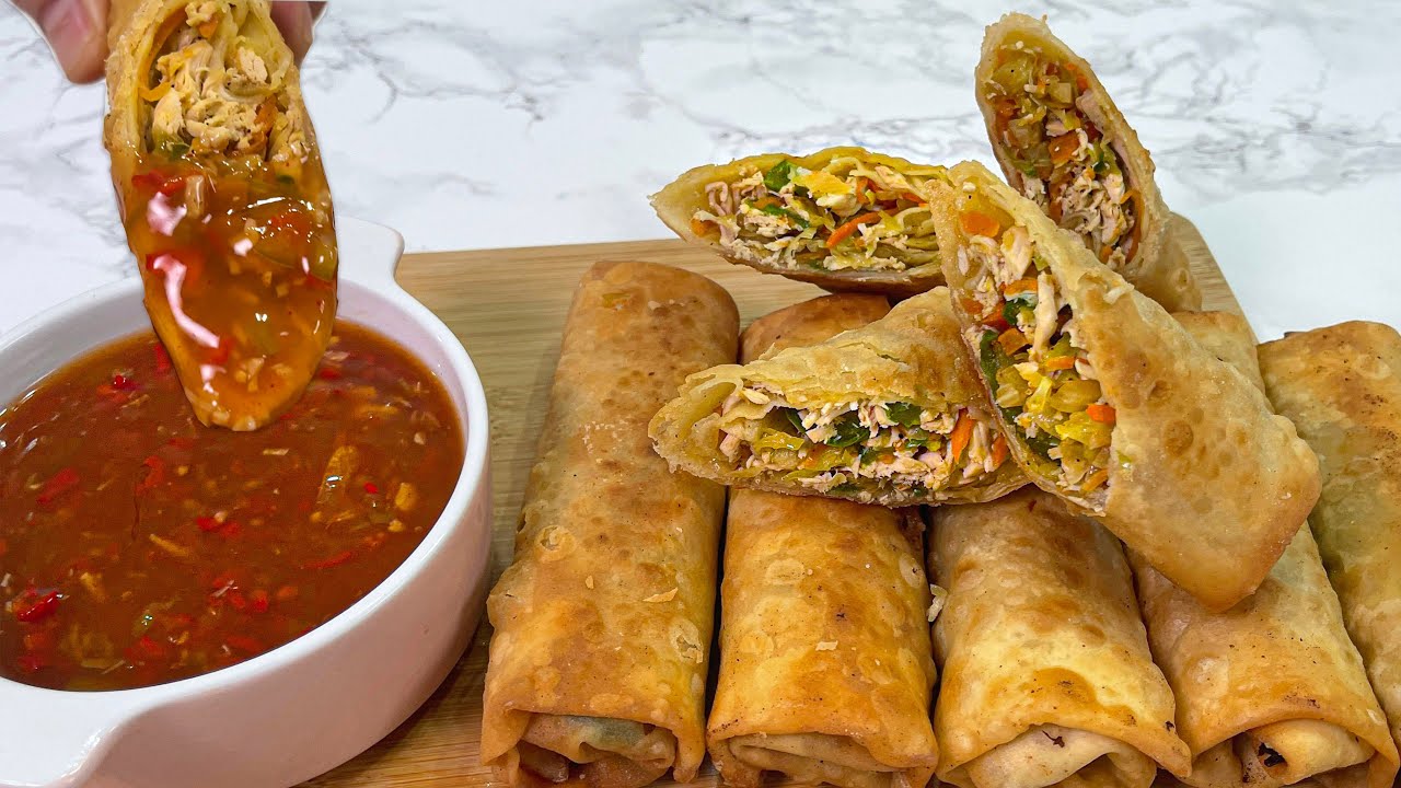 Рамадан Хрустящие спринг-соллы + рецепт сладкого кислого соуса 😋 جرمن رول با ساس مخصوص ساده ولذیذ