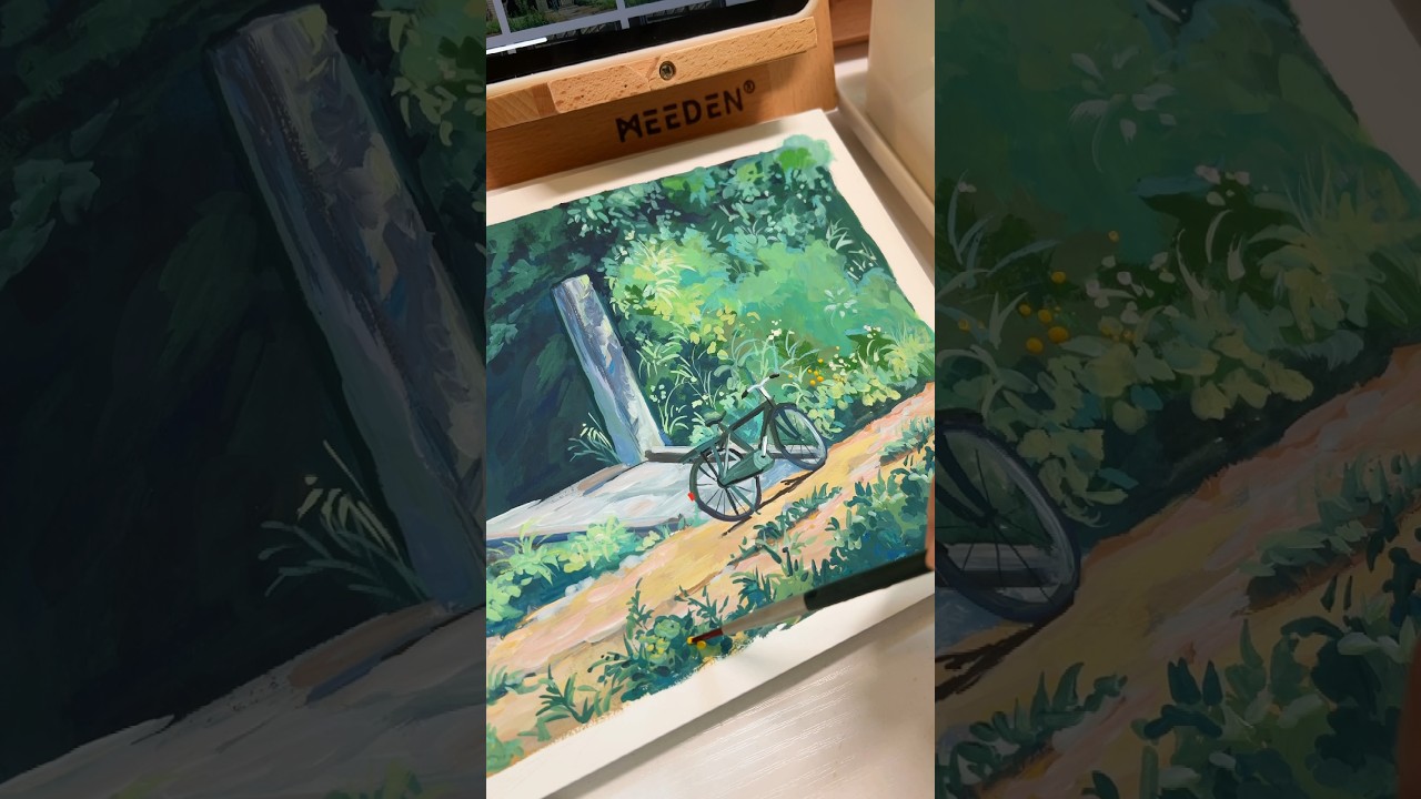 🌿☀️ Summer vibe Ghibli painting #gouache #art #painting
