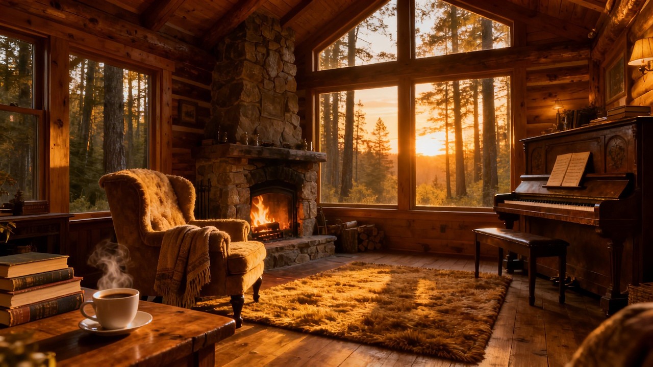 Cabaña acogedora en el bosque 🔥 Música relajante para estudiar, dormir o meditar