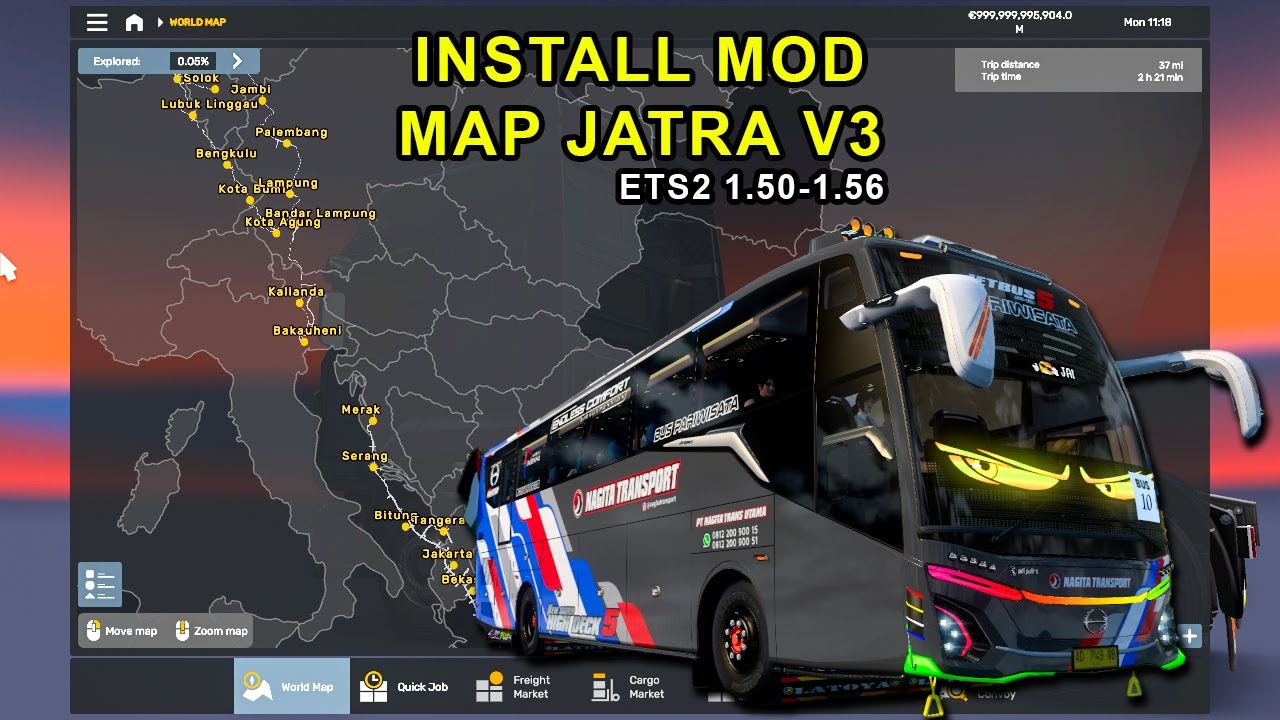 Free download mod_Map Jatra V3 ETS2 1.50-1.56 || Cara Pasang Map indo ets2