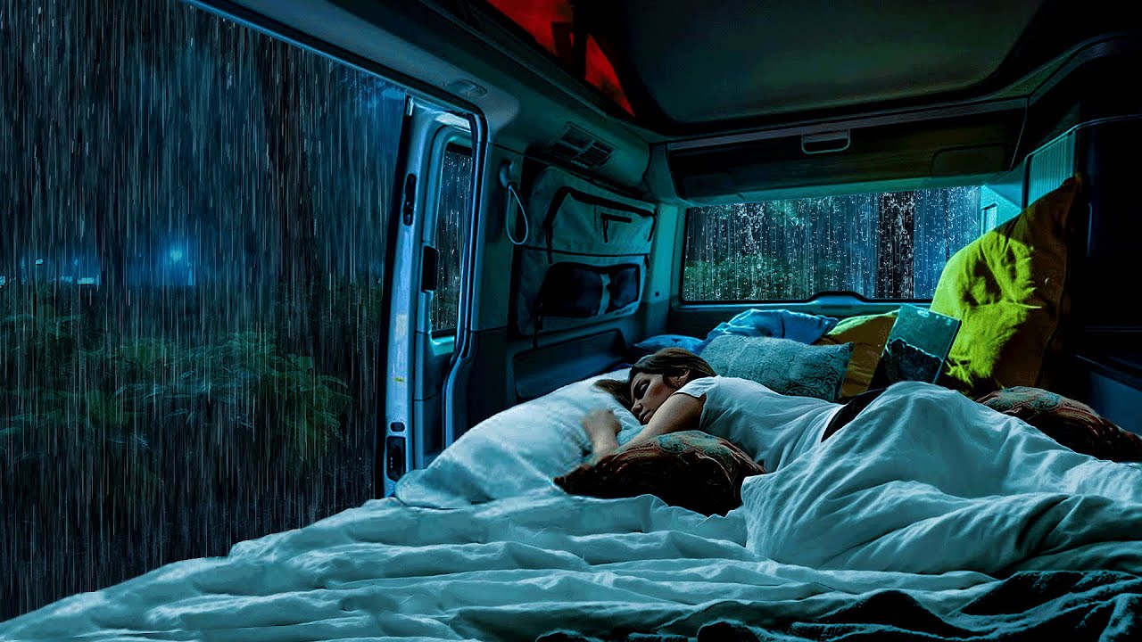 Rain Sounds for Sleeping - Soft Rain & Thunder on Window Car | Relaxing Sounds for Deep Sleep, ASMR