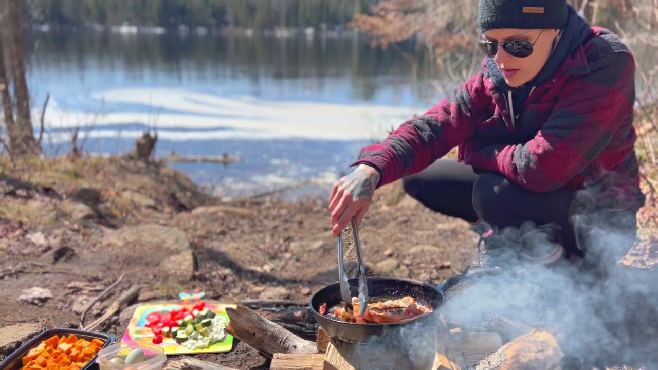 Spring in Canada l Cast Iron Cooking (easy off grid meal)