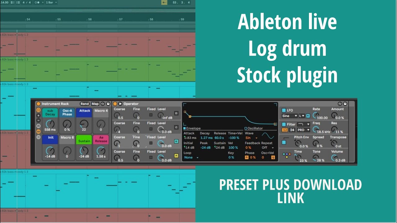 Плагин Ableton Live Log Drum Stock (базы Amapiano Log Drum, часть 1)