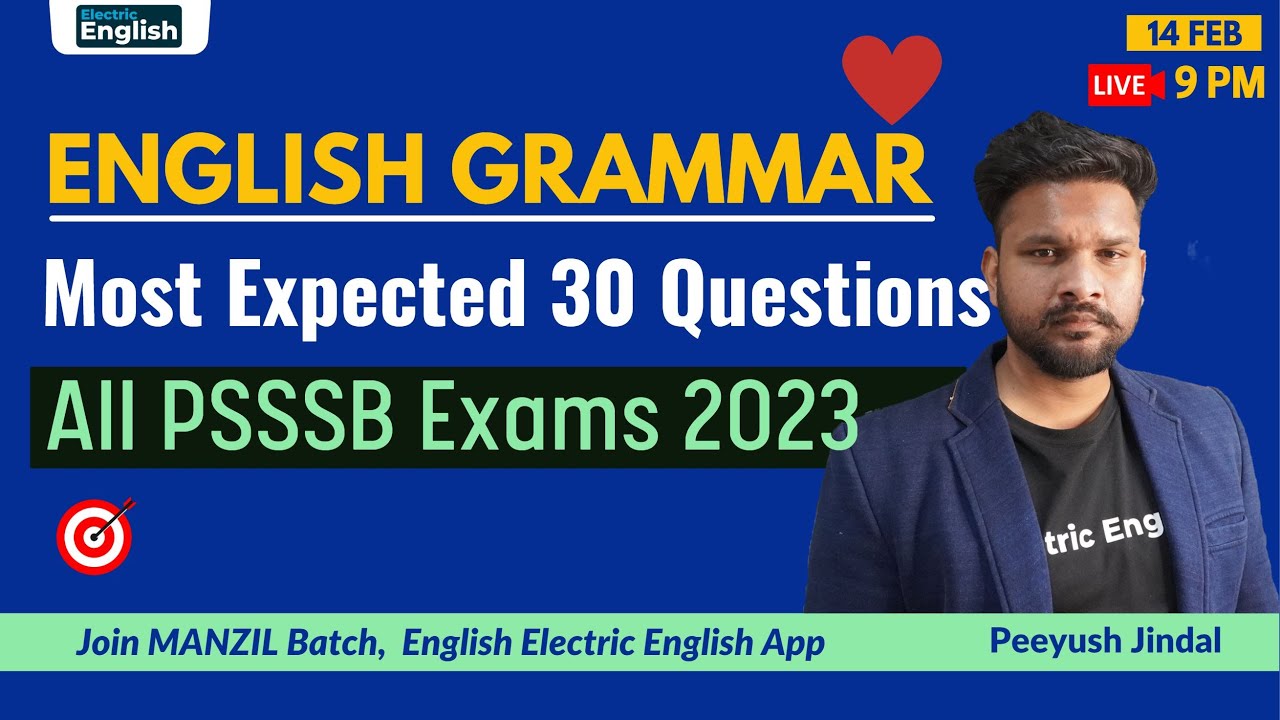 Special Live 🔴 Top 30 English Grammar||  English Practice PSSSB /Punjab Police  | Peeyush jindal