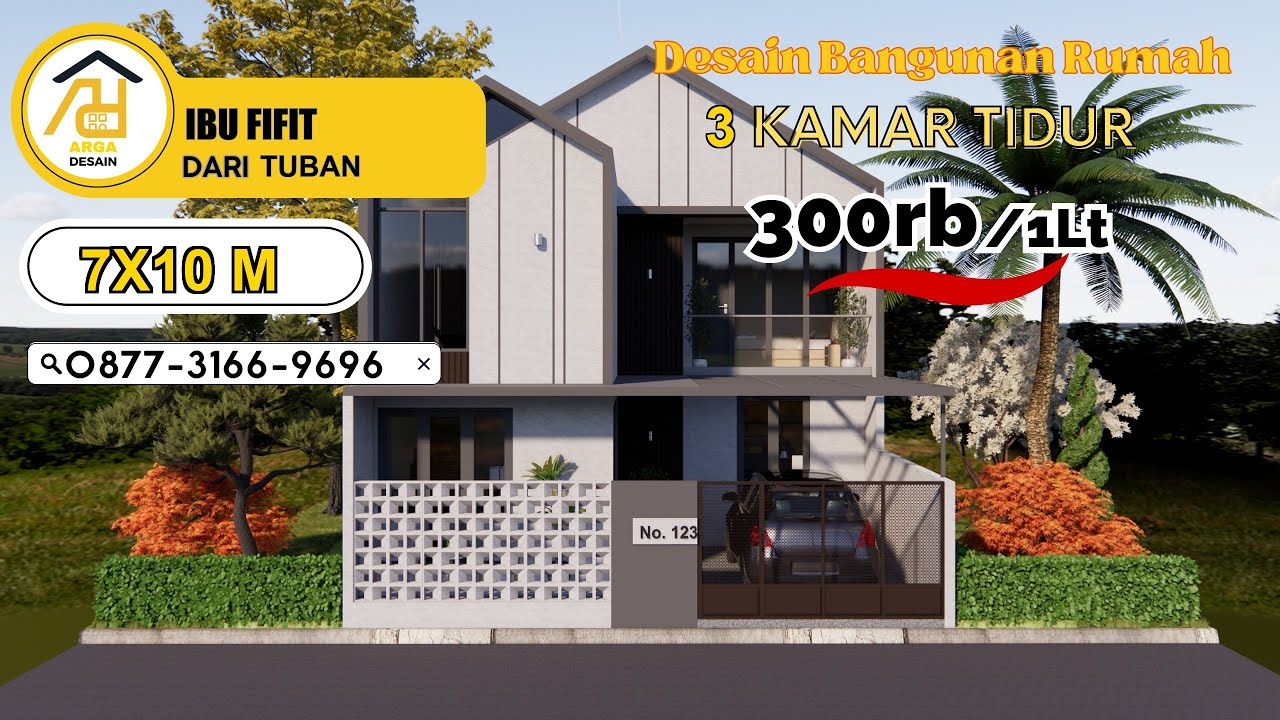 Desain Rumah Ukuran 7X10 M  [1 LANTAI] dari IBU FIFIT, Jasa Desain Rumah TUBAN