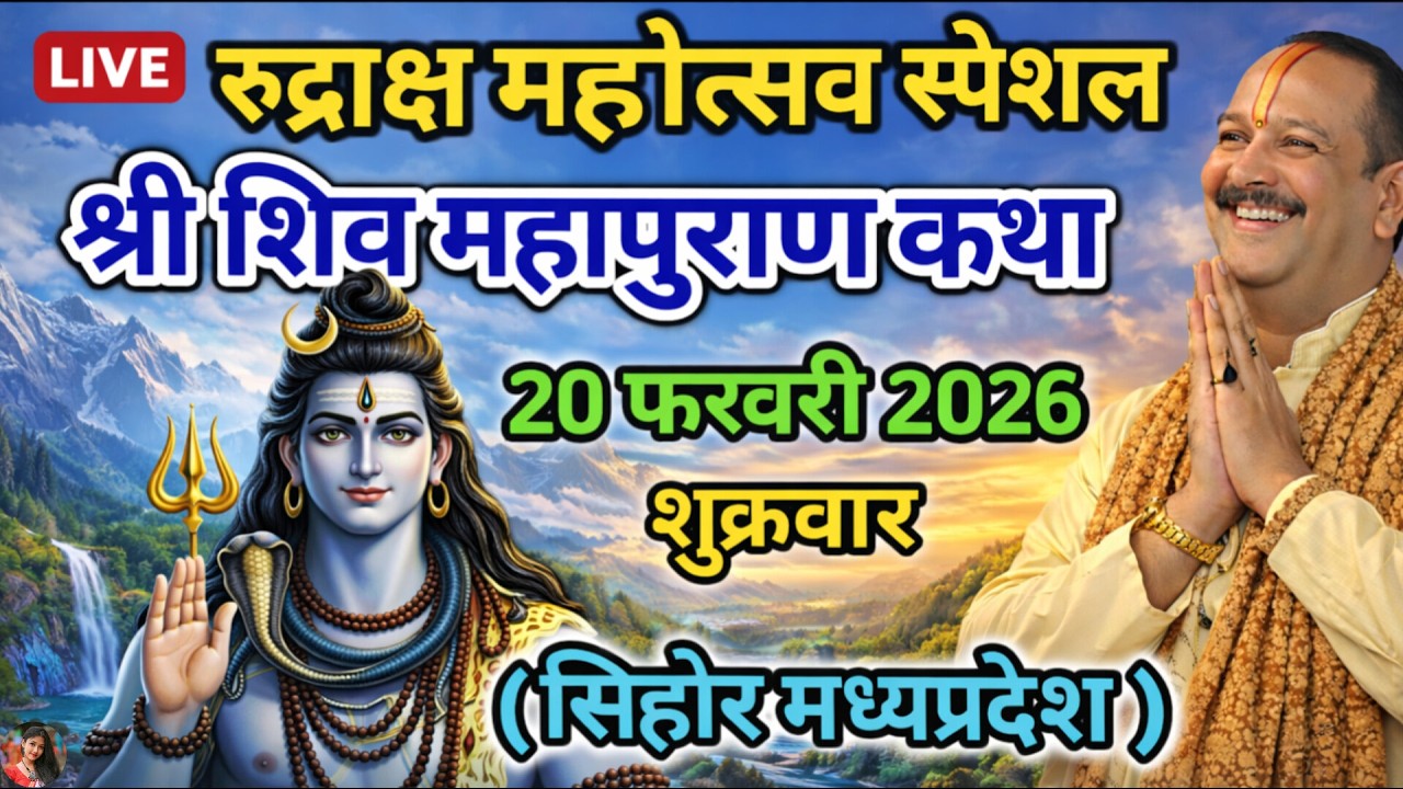 LIVE🔴20/02/26 की शिवमहापुराण कथा || Pradeep Mishra Live || Shiv Mahapuran Katha || #live