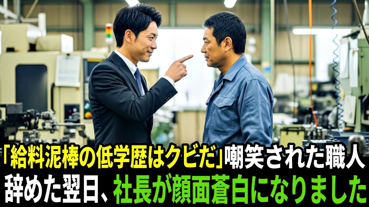 「給料泥棒の低学歴はクビだ」そう笑われて辞めた職人──翌日、社長が顔面蒼白になった理由【スカッと】【逆転】