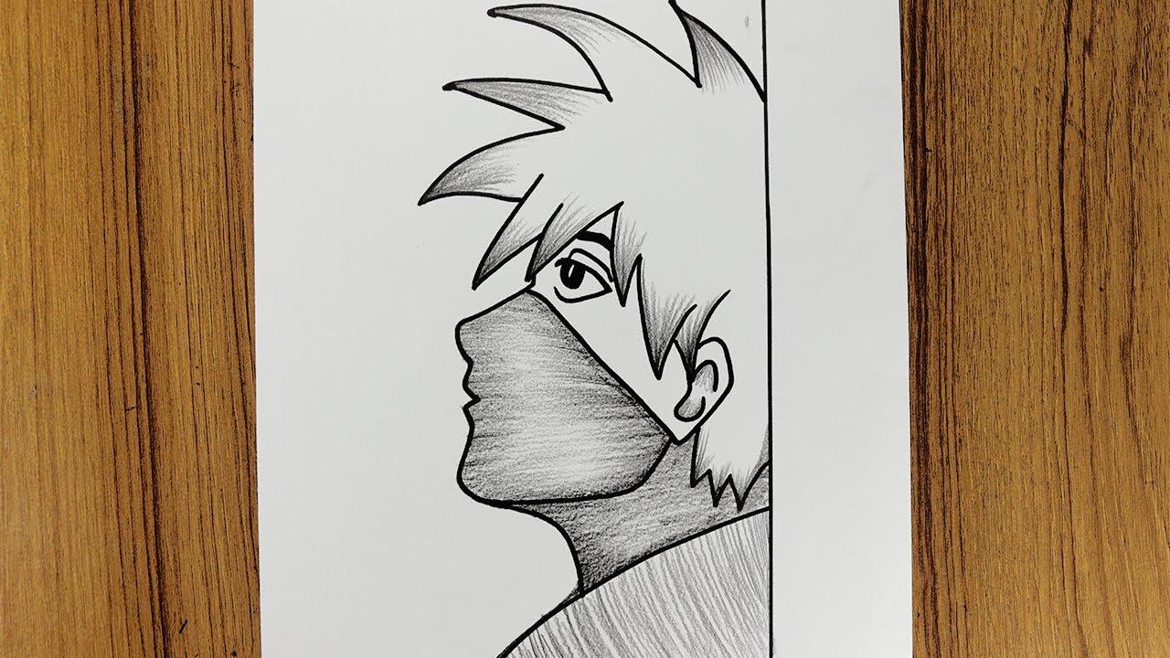 How to draw Anime boy with mask side view | Easy Anime sketch step by step