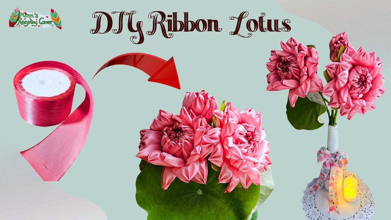 How to Make a Beautiful Lotus Flower from Ribbon 🌸 | Easy DIY Handmade Tutorial