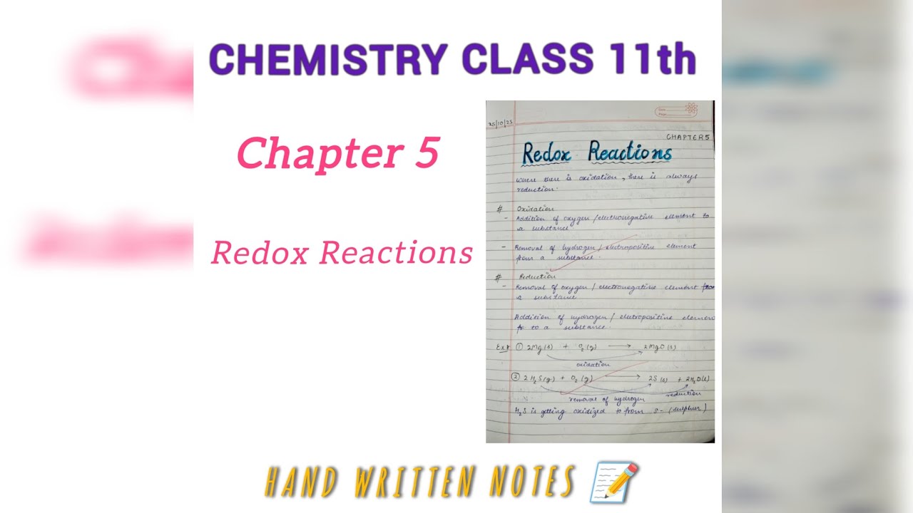 Class 11th | Chapter 5 || Redox Reactions || Handwritten notes 📝 #educationhub