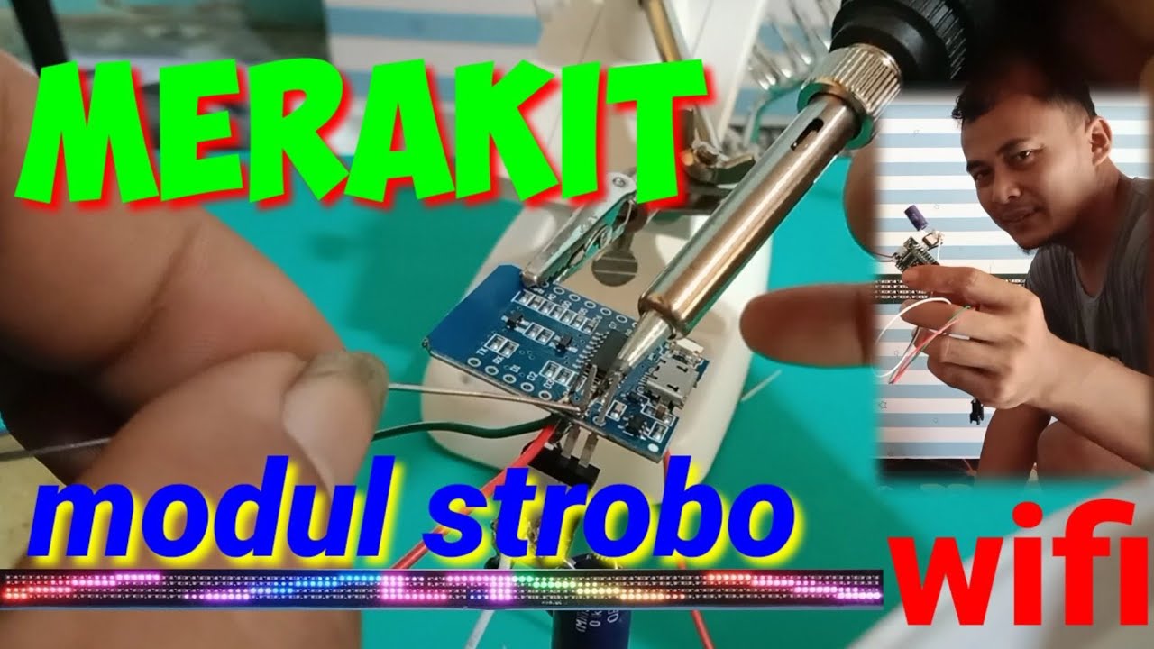 CARA MERAKIT-MODUL STROBO TEXT WI-FI 4 BARIS VERSI 1
