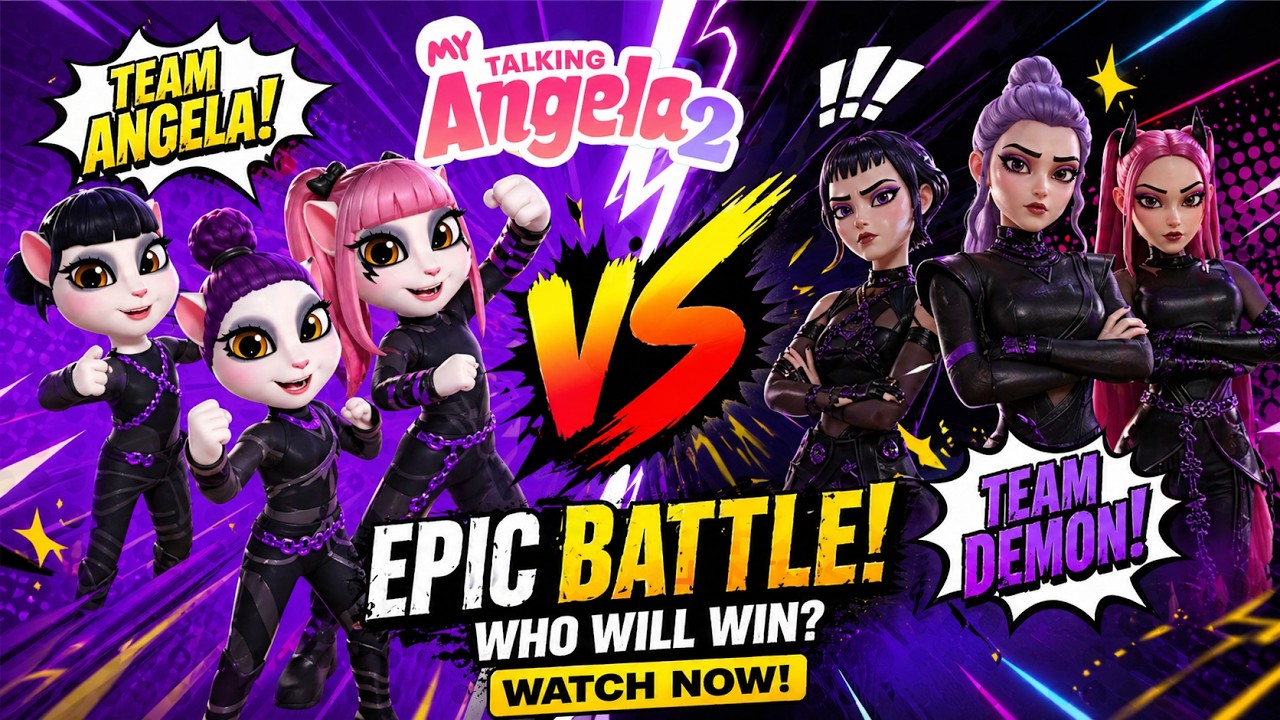 Angela vs TAKE DOWN HUNTRIX: K-Pop Demon Hunters Cosplay Makeover in My Talking Angela 2! ✨