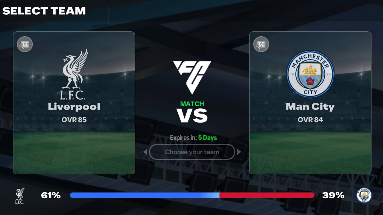 Liverpool FC vs. Manchester City. Football Centre. FC Mobile 