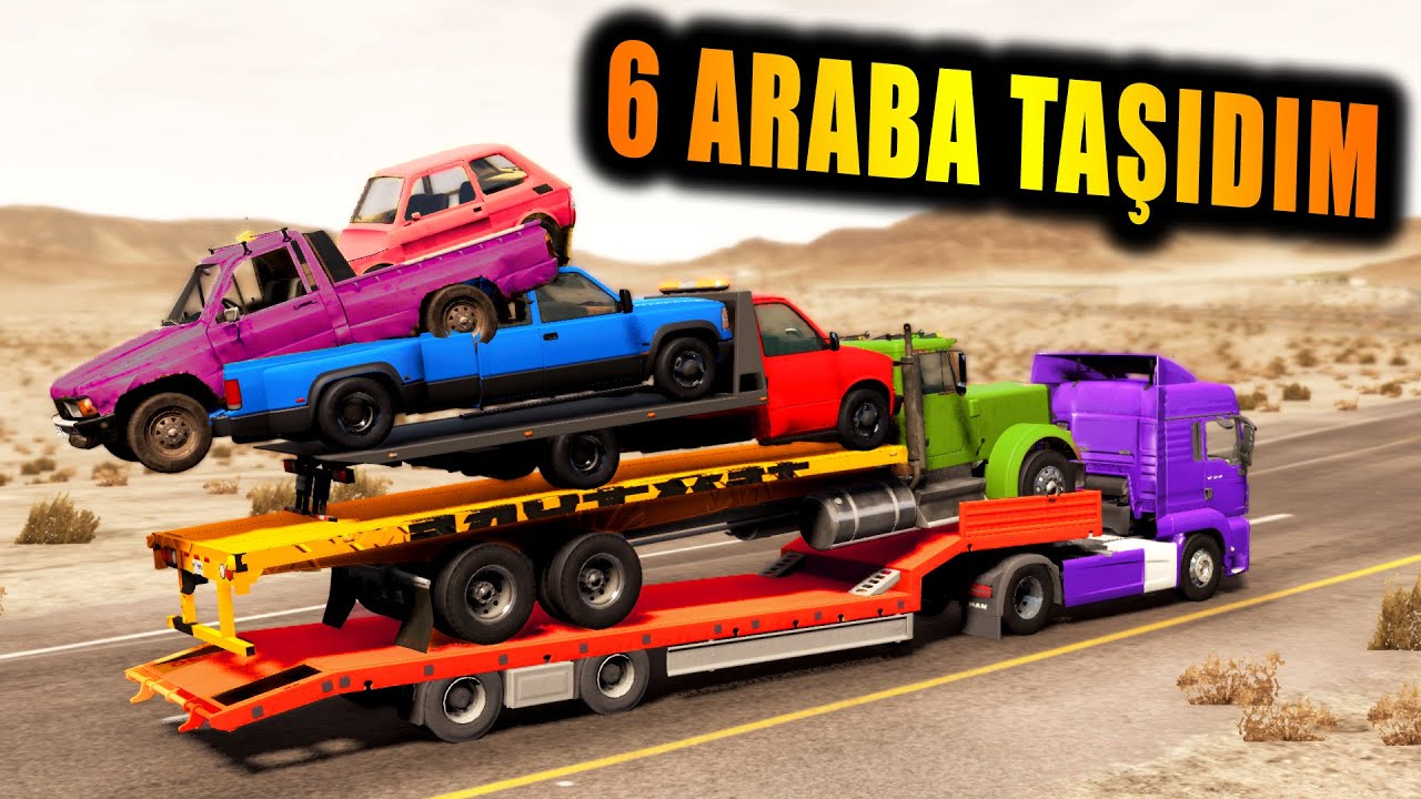 ARABALARI ÜST ÜSTE TAŞIDIM // 6 ARABA TAŞIDIM // ÇEKİCİ TADINDA  // BeamNG.drive