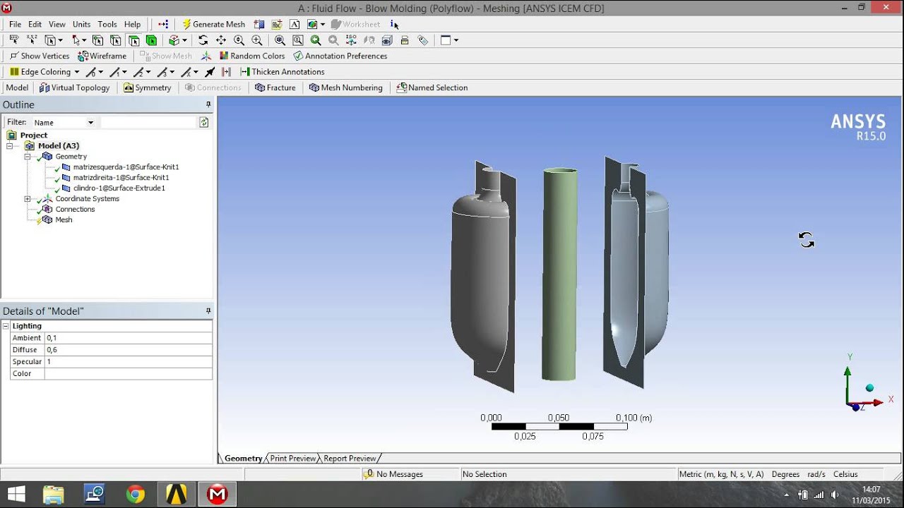 Ansys Polyflow BlowMolding Tutorial 1 (Meshing)