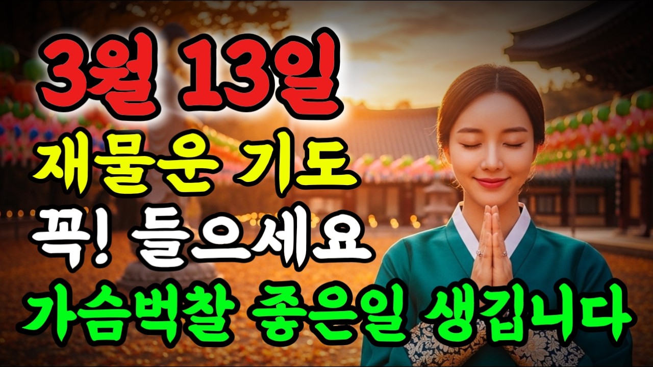 💥3월 13일 재물운 기도! 가슴 벅찰만큼 좋은일 생길 기운입니다!🙏 #행운음악 #명상음악 #행운주파수 #금전운